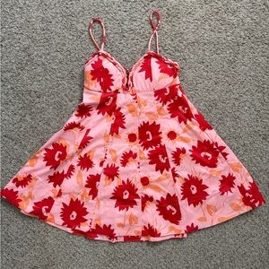 Floral Pink and Red Sundress Small
